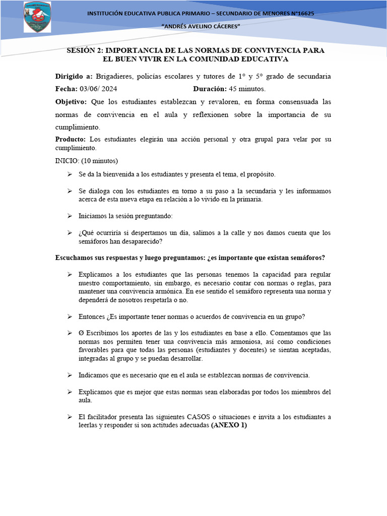 Normas de Convivencia en Aula Escolar | PDF | Salón de clases