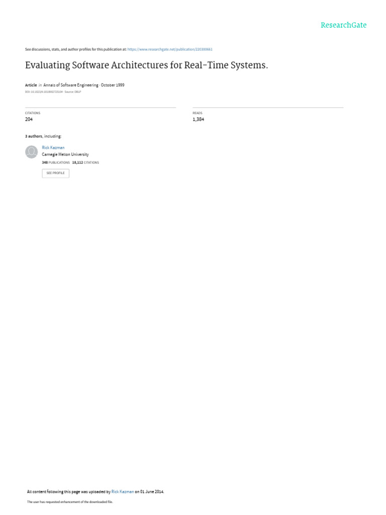 Evaluating Software Architectures For Real-Time | PDF | Process ...