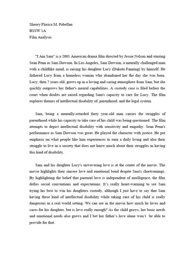 Film analysis i am sam pdf liberal arts education social psychology