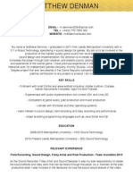 Matthew Denman CV