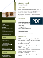 Olive Green Modern Content Creator Resume