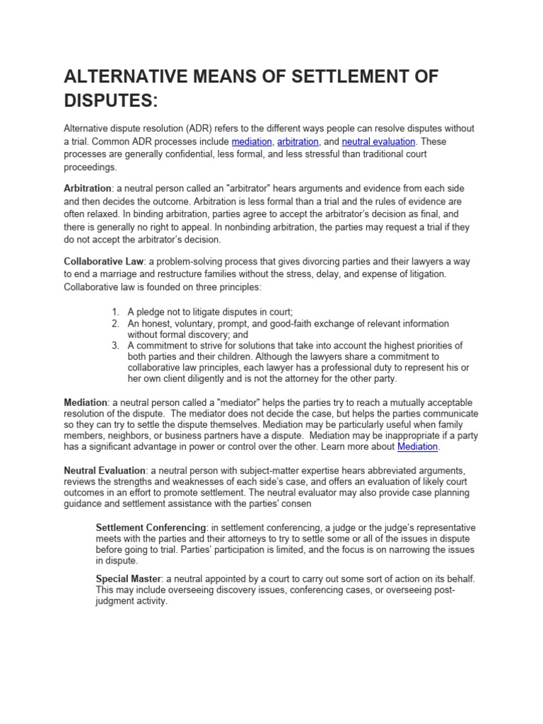 Understanding Alternative Dispute Resolution | PDF | Mediation ...