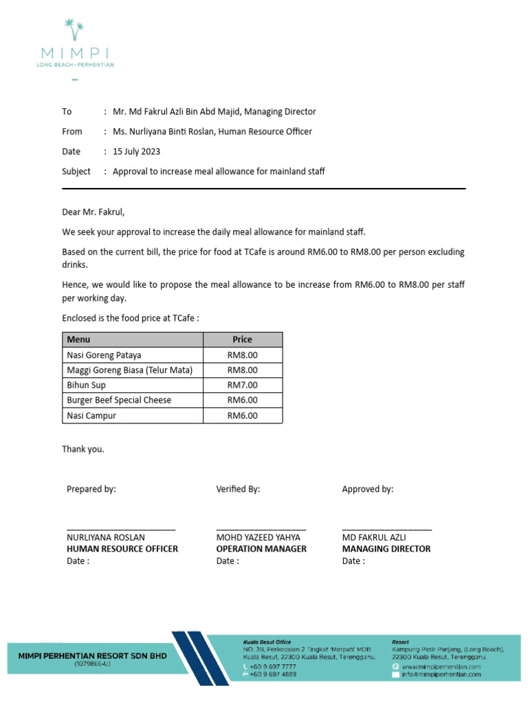 Proposal increase meal allowance for mainland staff pdf