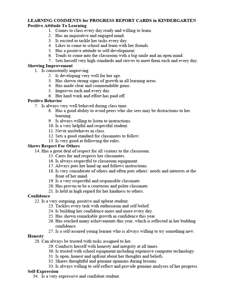 Learning Comments for NK Pupils | PDF | Learning | Motivational