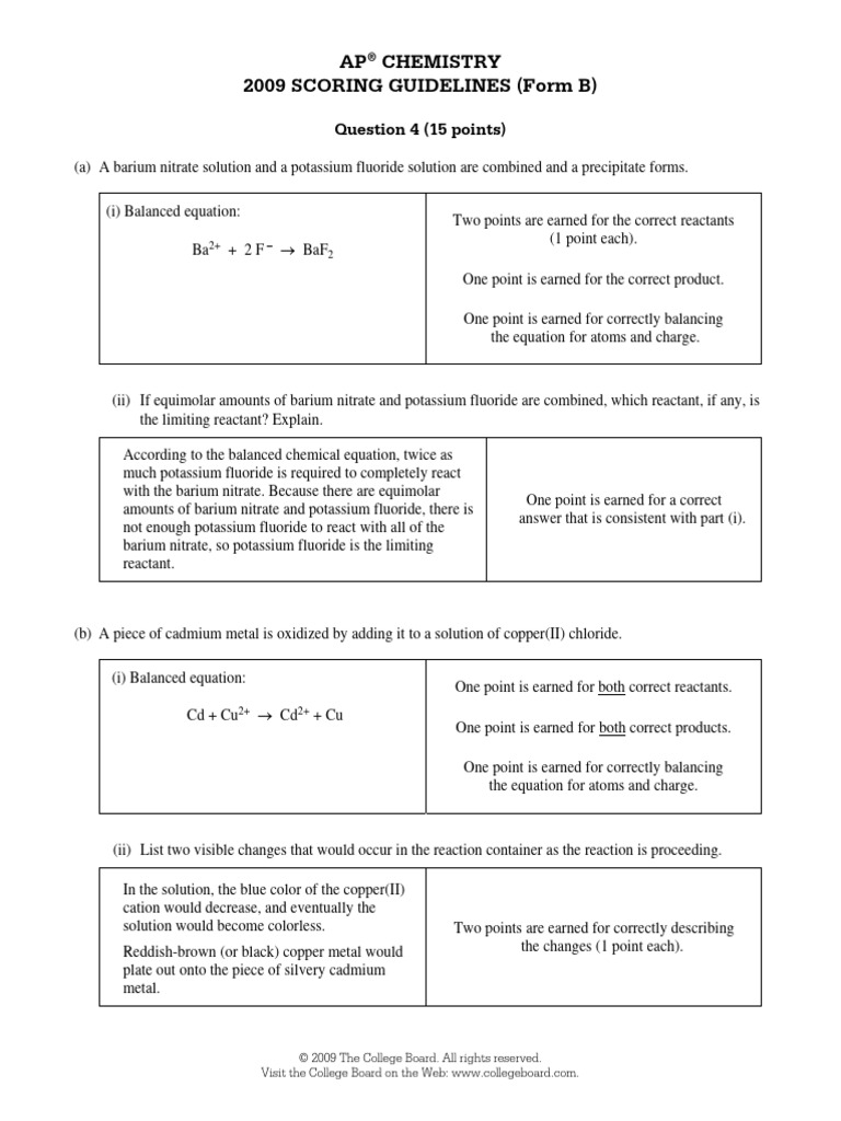 Ap09 Chemistry Form B q4 | PDF | Chemistry | Chemical Reactions