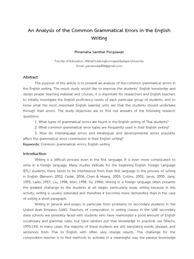 An Analysis of The Common Grammatical Errors in The English Writing ...