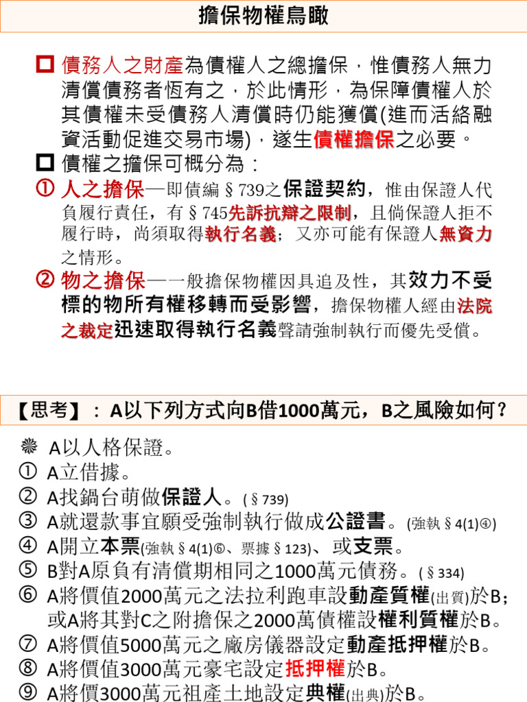 112東吳大學物權法(6 11普通抵押權) | PDF