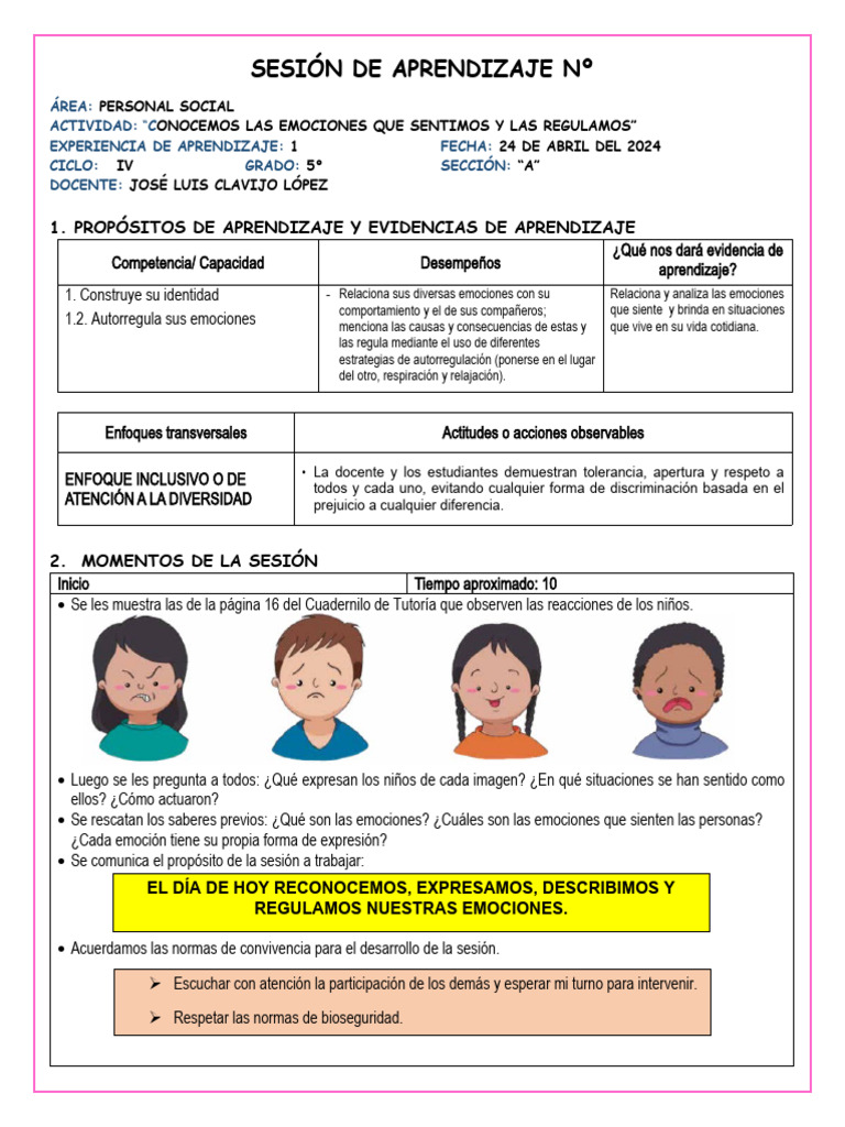 Reconocimiento y Regulación Emocional | PDF | Las emociones | Aprendizaje