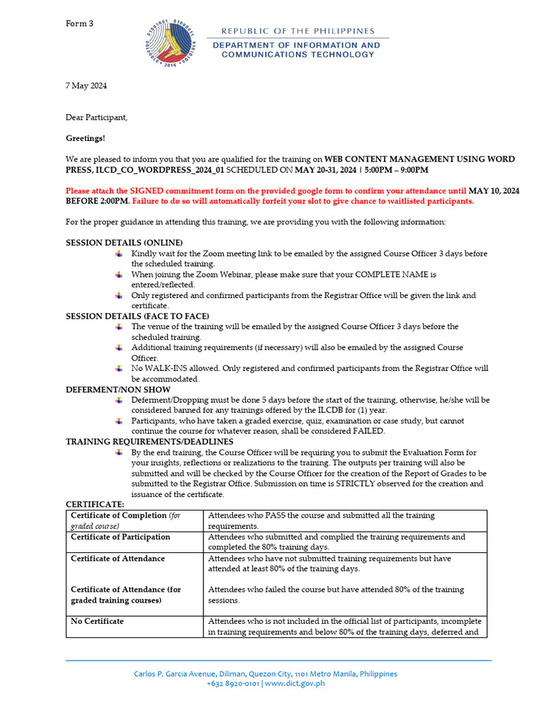 Web Content Management Training Notice | PDF