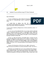 Demand Letter To Franchisee To Cease and Desist Using Name 19 August 2019