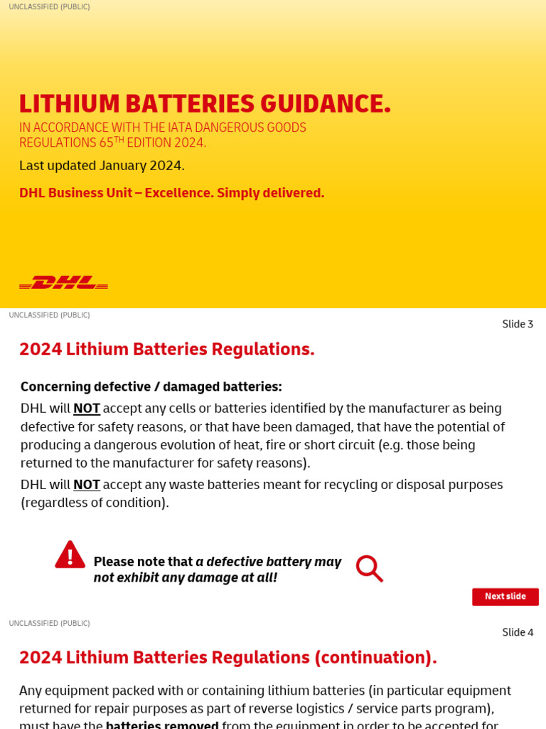 DHL Lithium Battery Shipping Guide 2024 | PDF | Cargo | Dangerous Goods