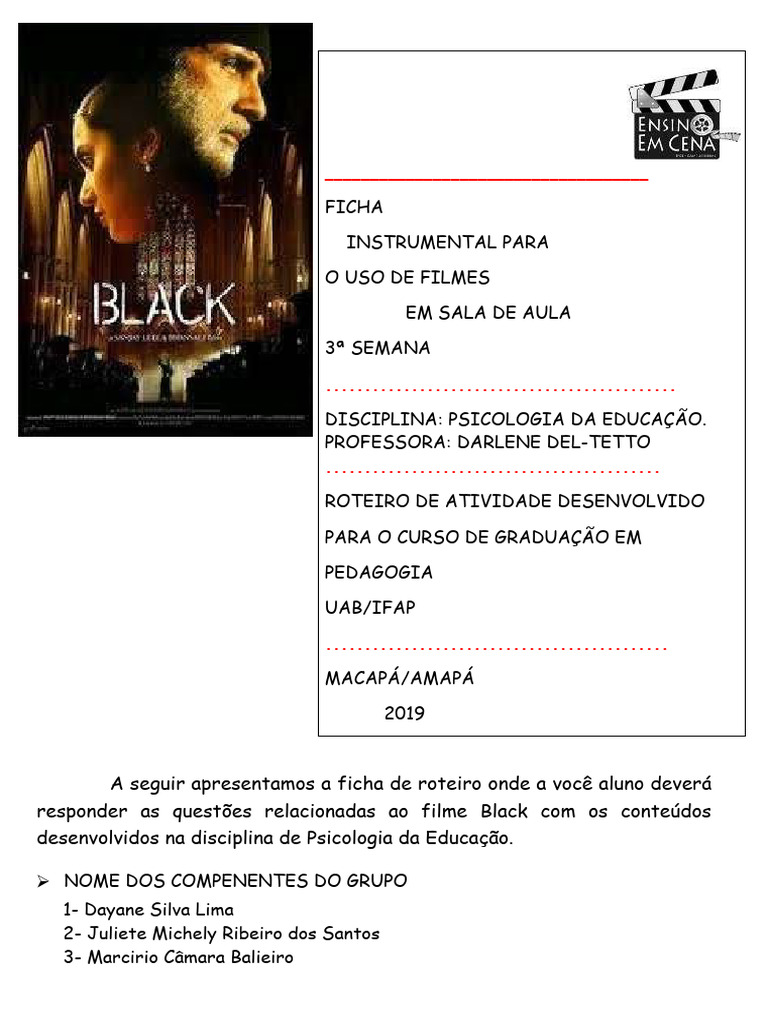 Roteiro De Atividade Do Filme Pdf Aprendizado Psicologia