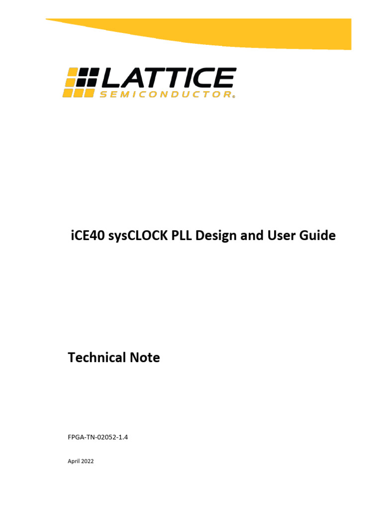 FPGA TN 02052 1 4 iCE40 sysCLOCK PLL Design User Guide | PDF ...