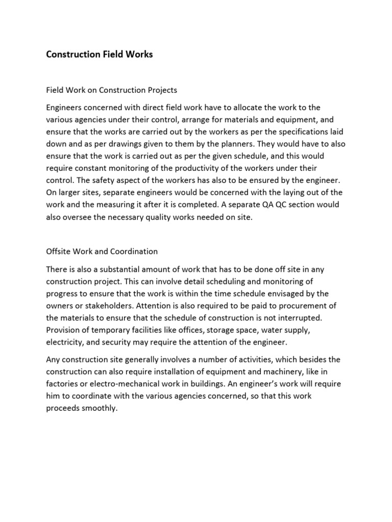 Overview of Construction Field Engineering | PDF | Engineer | Project ...