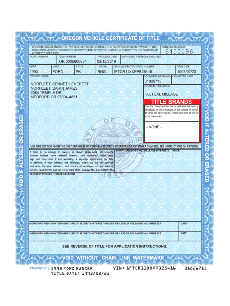 Oregon Ford | PDF | Department Of Motor Vehicles | Vehicles