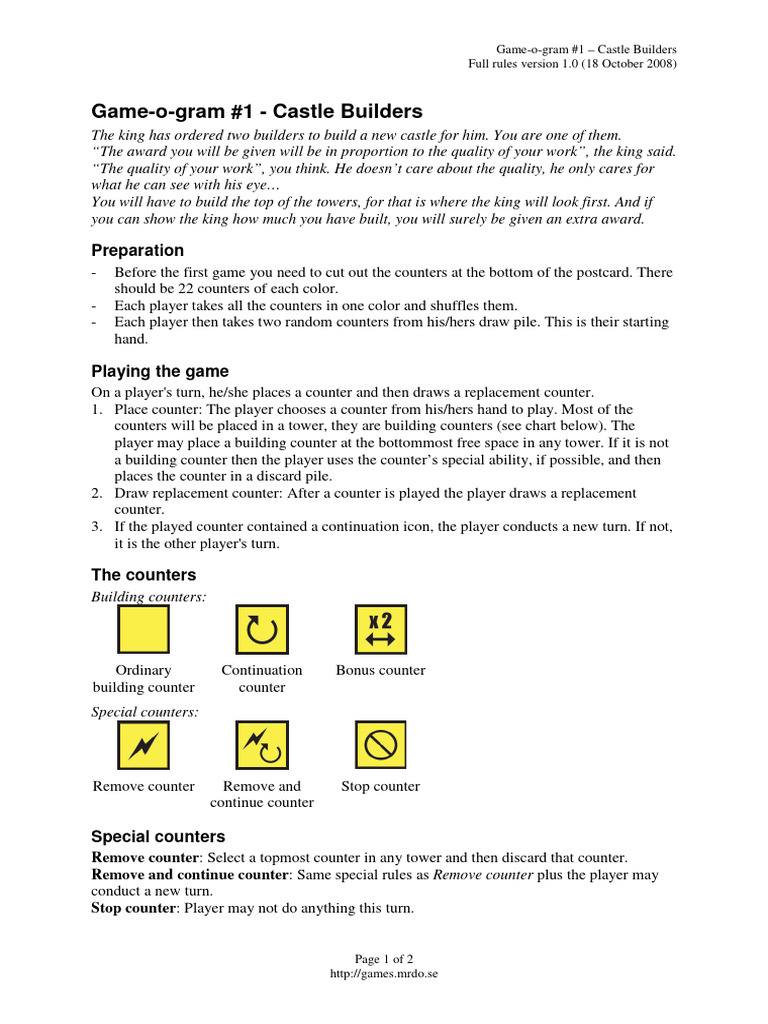 Castle Builders Game Rules | PDF | Games Of Chance | Gaming