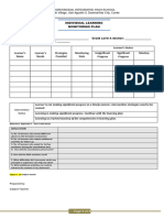 Individual Monitoring Plan Subject Teacher