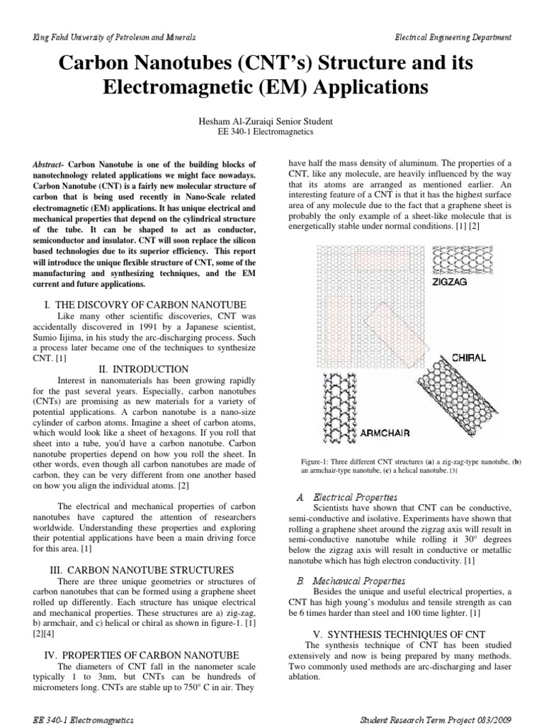Carbon Nanotubes: Structures and Applications | PDF | Carbon Nanotube ...