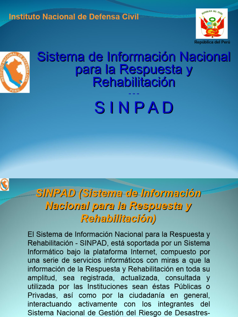 Sistema SINPAD: Gestión de Emergencias en Perú | PDF | Agricultura