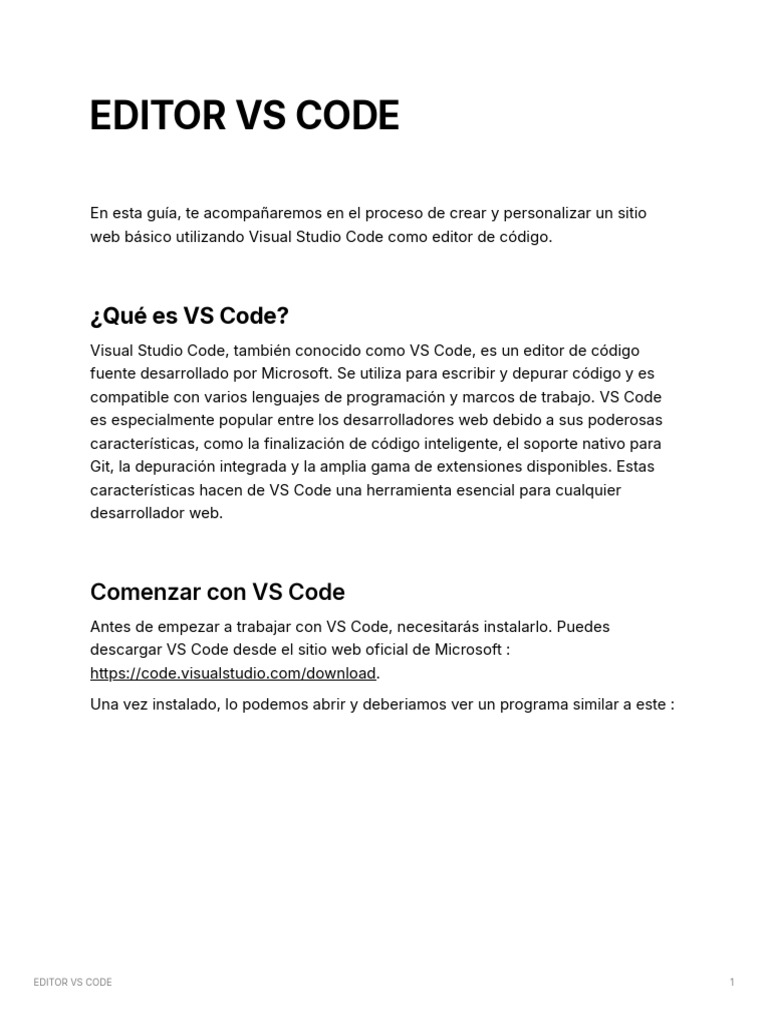 Guía para Usar Visual Studio Code | PDF | HTML | Ciencias de la Computación