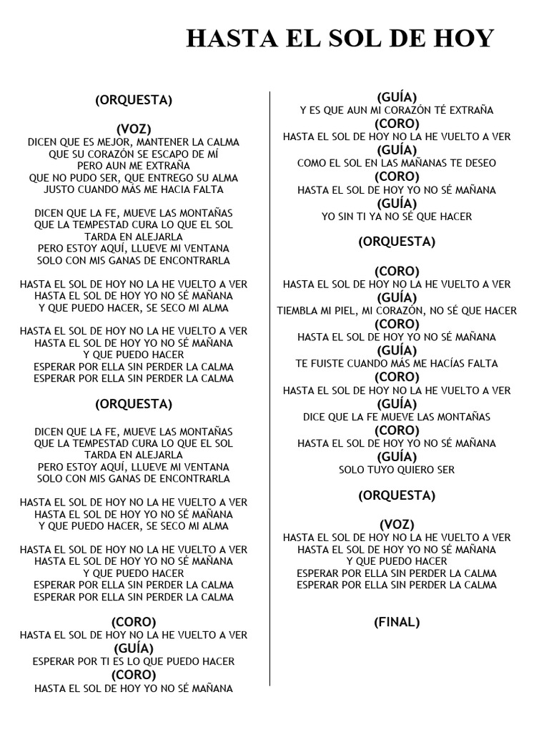 Hasta El Sol de Hoy | PDF