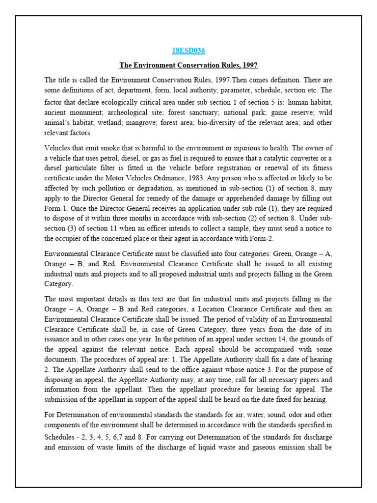 6.the Environment Conservation Rules, 1997 | PDF | Appeal | Natural ...