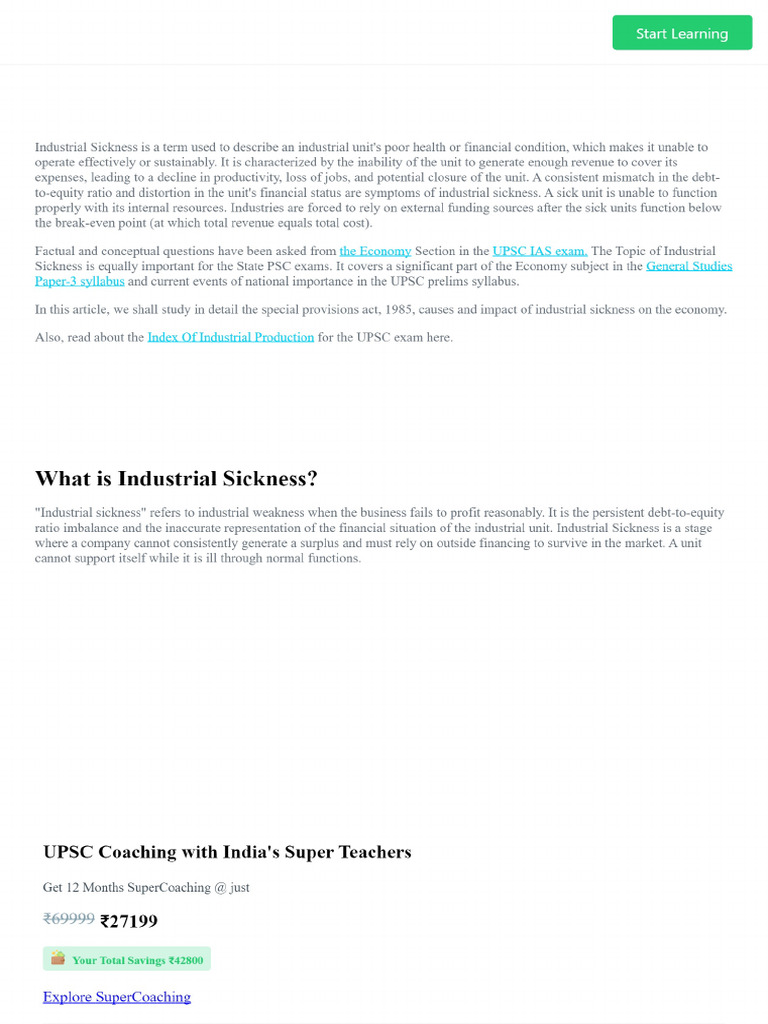 Industrial sickness causes impact special act and remedies pdf