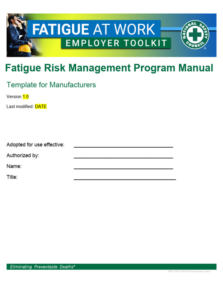 Fatigue Risk Management Program Manual | PDF | Sleep | Risk Management