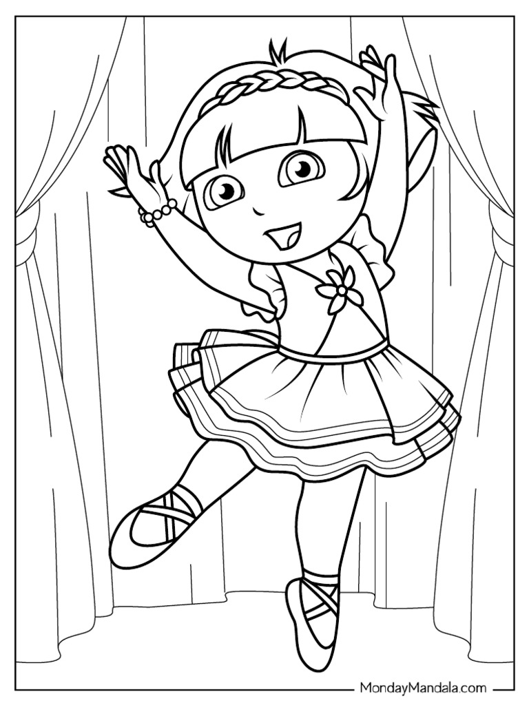 Dora As A Ballerina Coloring Page | PDF