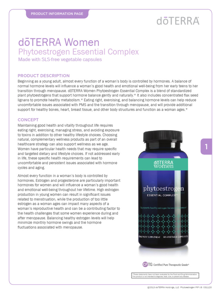 Doterra Phytoestrogen Lifetime Complex | PDF | Estrogen | Menopause