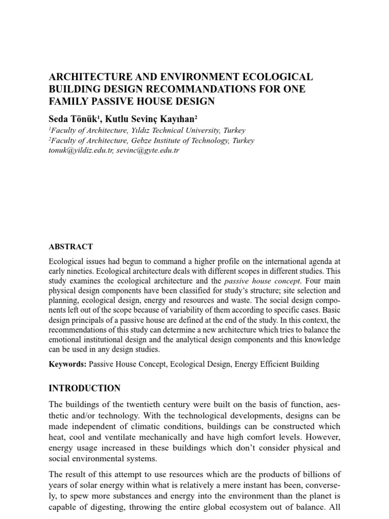 Ecological Design Principles For Buildings