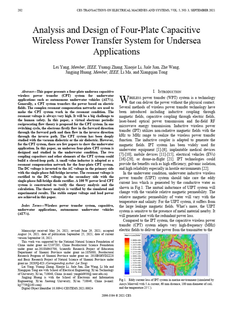 Undersea Wireless Power Transfer | PDF | Capacitor | Rectifier