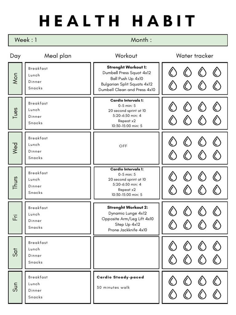 Health Habit Tracker Planner | Download Free PDF | Lunch | Meal