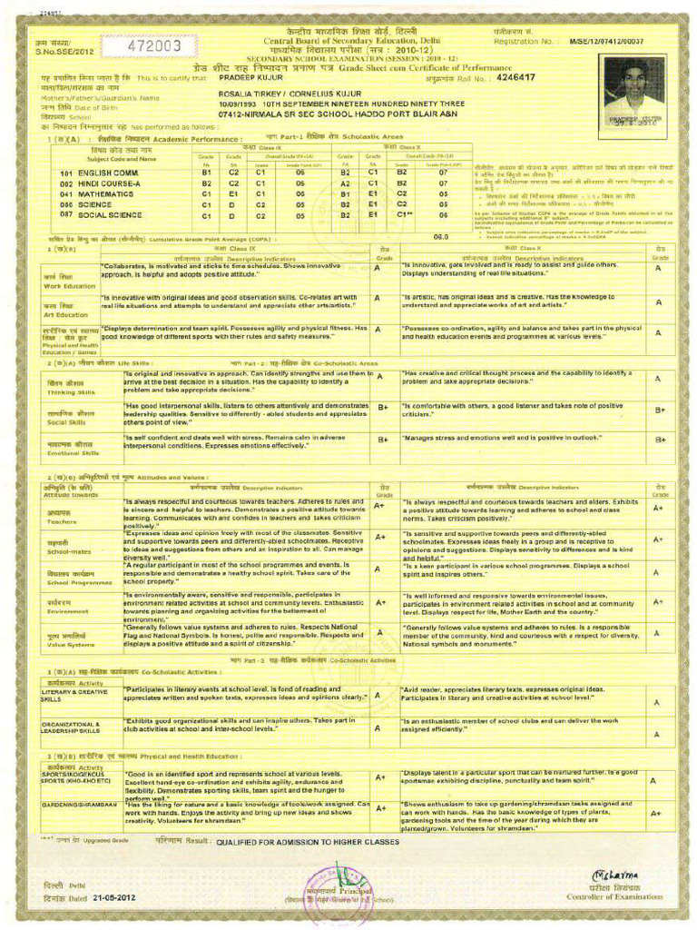 10 TH Pass Certificate | PDF