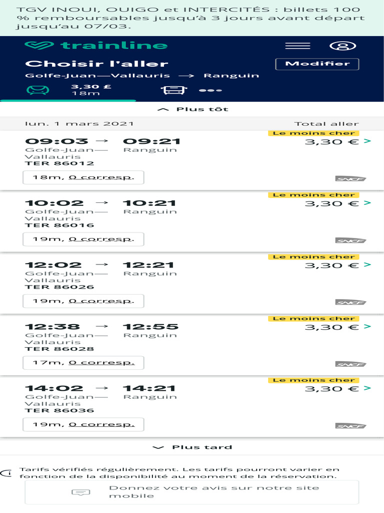 Trainline Réservez Votre Billet de Train Horaires Et Prix France EU | PDF
