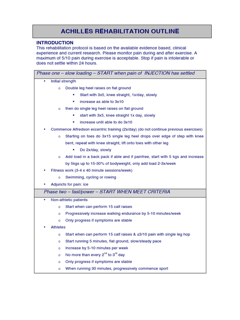 Achilles Rehabilitation Protocol Guide | PDF
