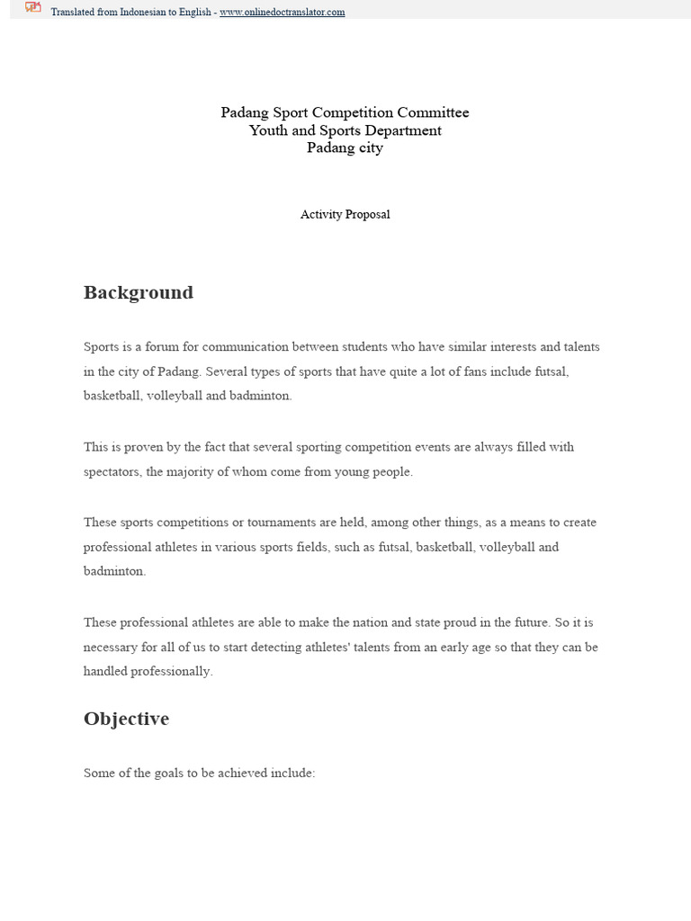 Padang Sport Competition Proposal 2040 | PDF | Sports