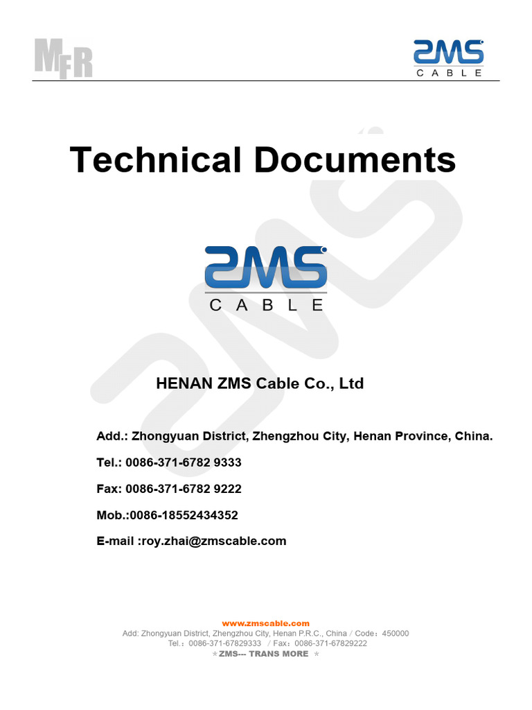 ZMS Cable Technical Specifications | PDF | Electrical Conductor ...
