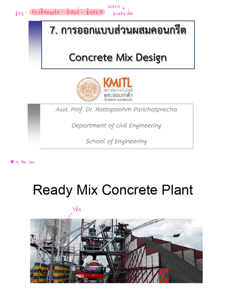 Chap 7 Normal Concrete Mix Design Sept2021 Kmitl | PDF