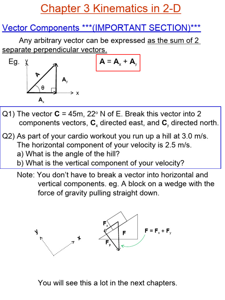 Vector Components and 2-D Motion Analysis | PDF | Euclidean Vector ...