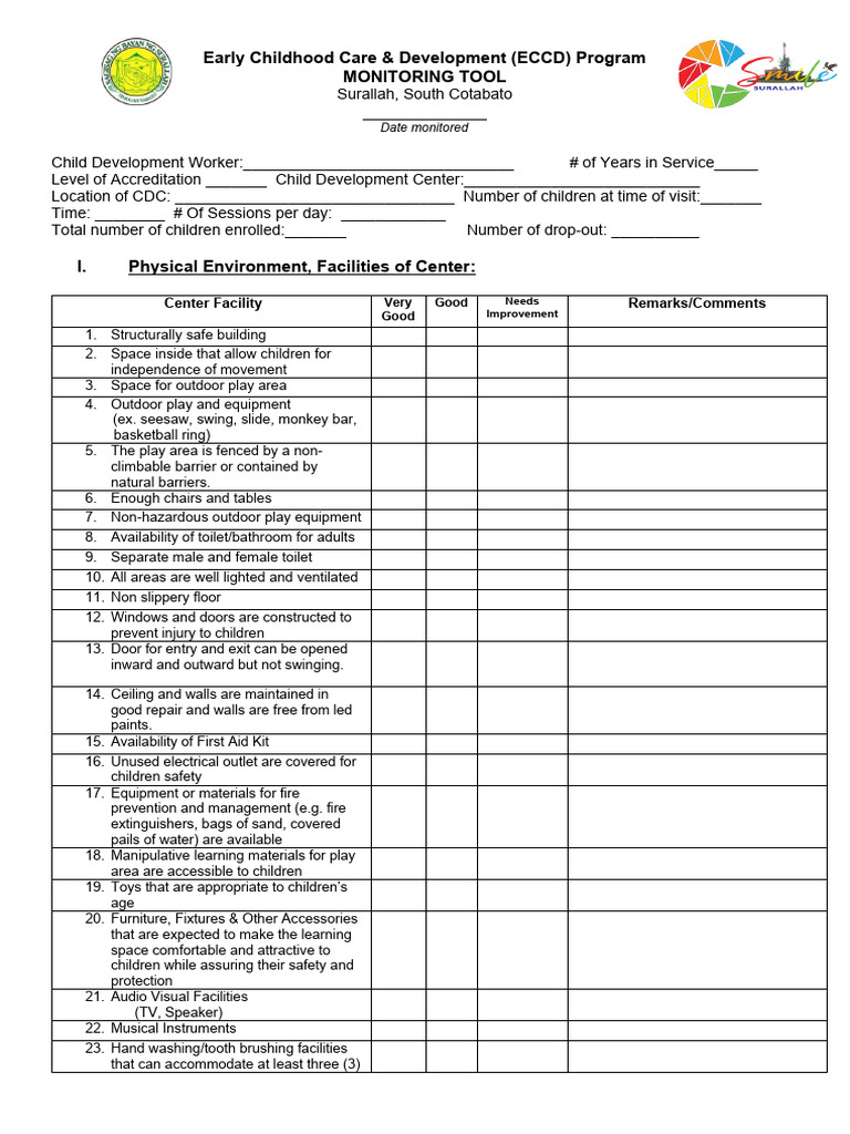 ECCD Program Monitoring Tool Guide | PDF | Early Childhood Education ...