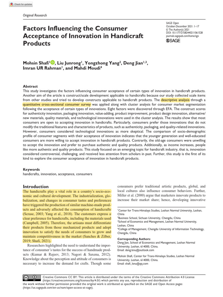 2021 Factors Influencing The Consumer Acceptance of Innovation in ...