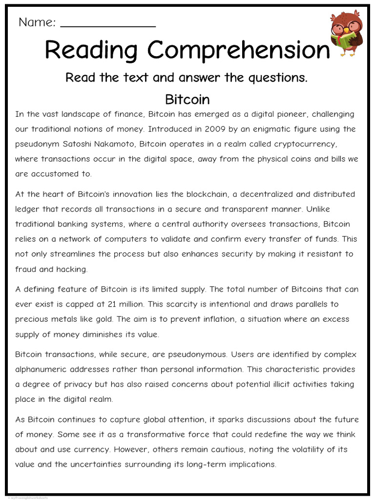 Reading Comprehension Grade 6 Non Fiction Bitcoin | PDF | Bitcoin | Money