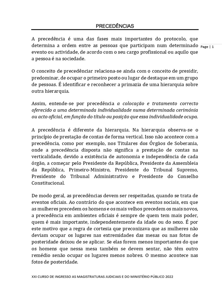 Precedência em Eventos Oficiais em Moçambique | PDF | Ministros ...