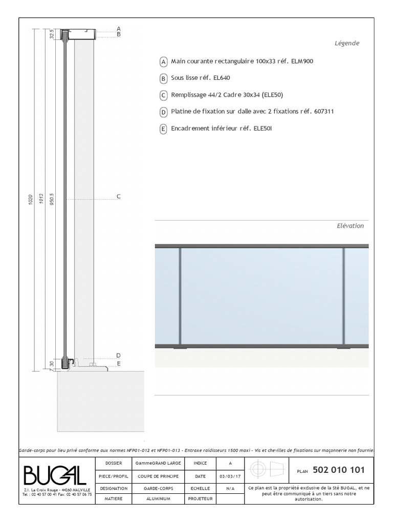 Garde-corps Bugal Aluminium 100x33 | PDF
