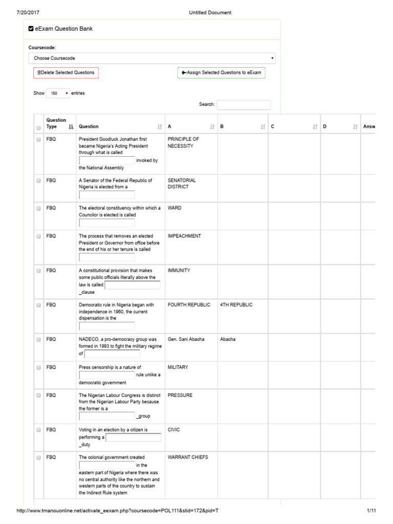 Pol111 Past Questions | PDF | State (Polity) | Constitution