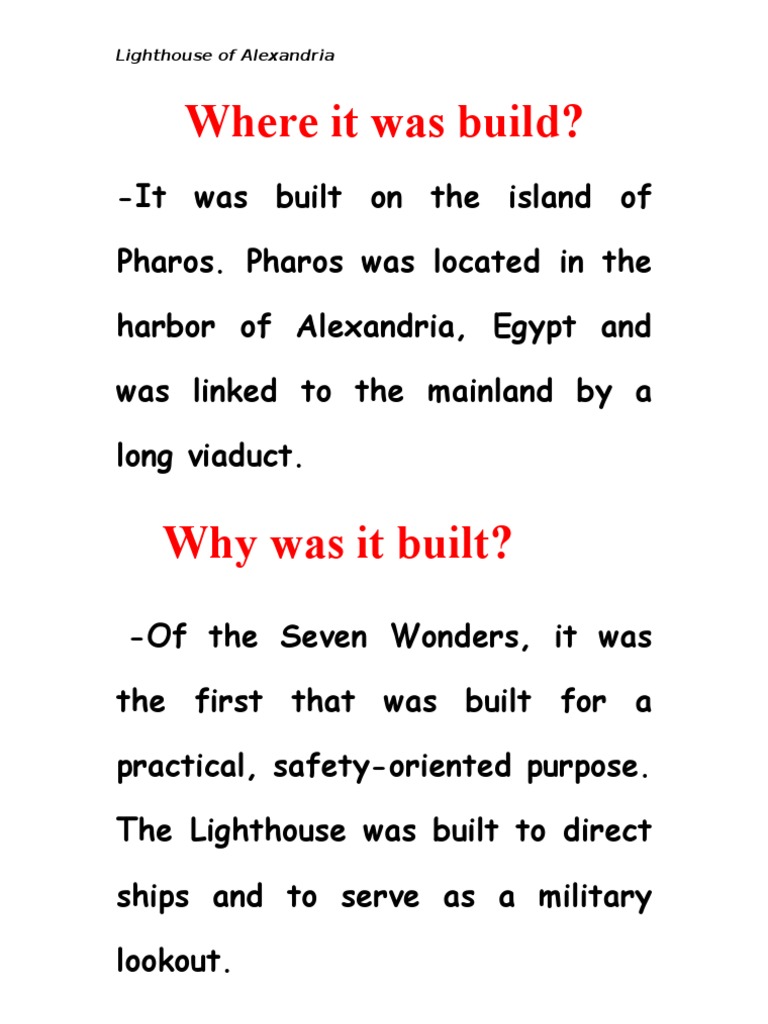 Lighthouse of Alexandria Facts | PDF, image size:768x1024