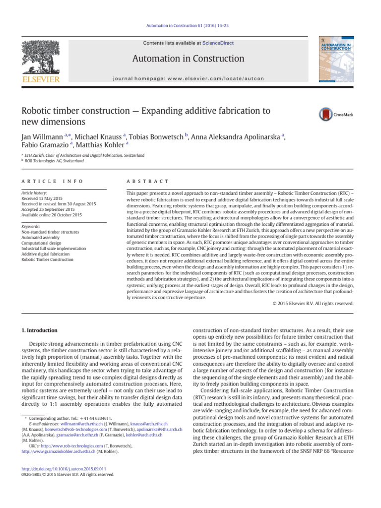 Automation in Construction | Download Free PDF | Automation | Robotics