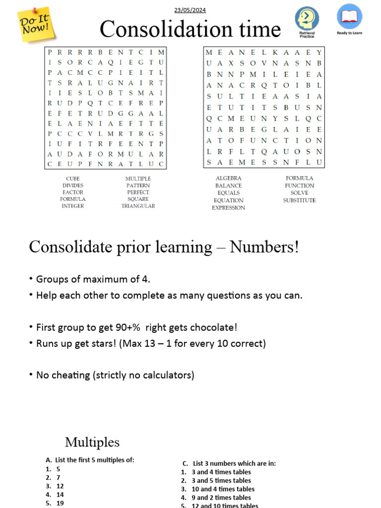Consolidation Activities for Math Skills | PDF | Teaching Methods ...