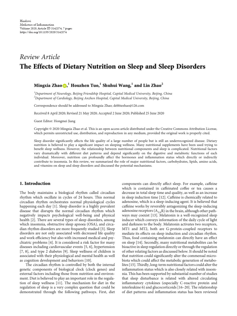 The Effects of Dietary Nutrition On Sleep and Sleep Disorders | PDF ...